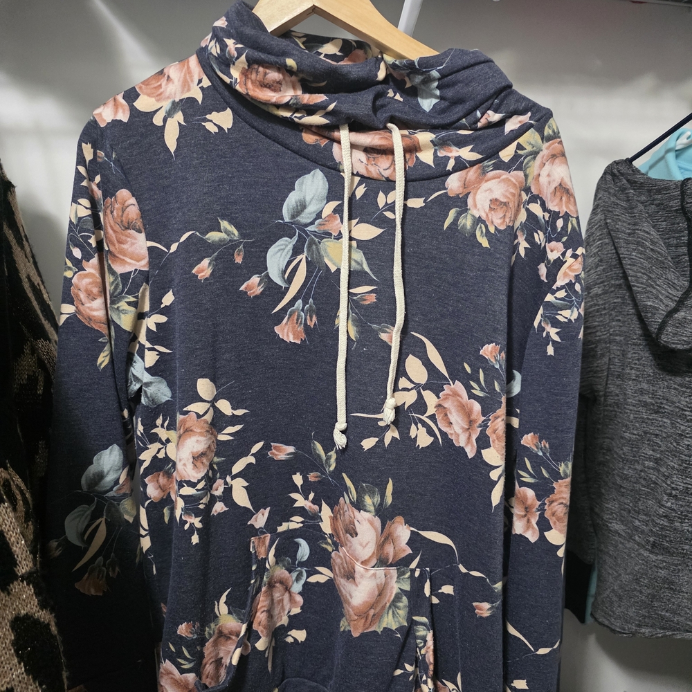 Floral Hoodie with Drawstring
